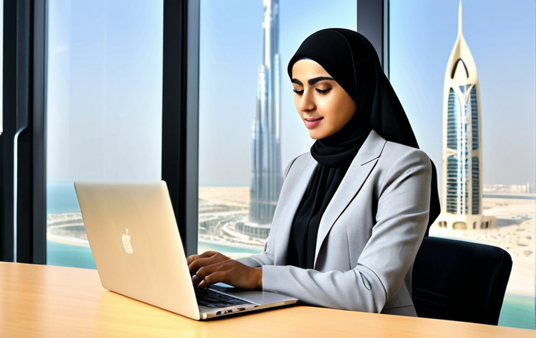 Professional Woman in Modern Office**

*   **Prompt:** "A professional Arab businesswoman in a modest, tailored suit, working on a laptop at a sleek desk in a bright, modern office in Dubai. Large windows with city view. Fully clothed, appropriate attire, safe for work, perfect anatomy, natural proportions, professional photography, high quality."

**