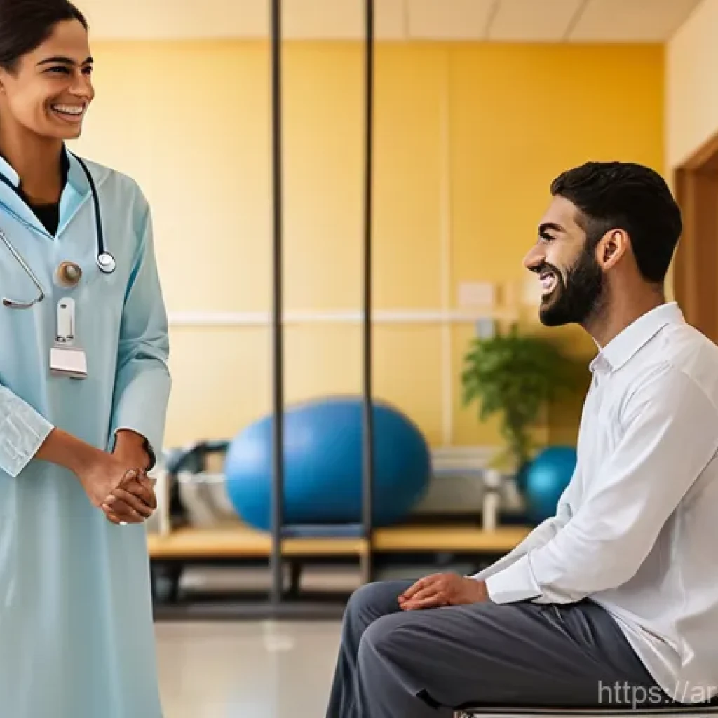 장애인재활상담사와 사회복지사의 차이점 - **Prompt:** A compassionate female Arab rehabilitation counselor, wearing professional yet modest at...