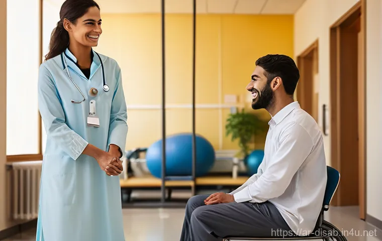 장애인재활상담사와 사회복지사의 차이점 - **Prompt:** A compassionate female Arab rehabilitation counselor, wearing professional yet modest at...