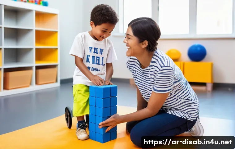 장애인재활상담사 자격증 신뢰도 - **Prompt 1: Empowering Play Session**
    A bright, clean, and inviting rehabilitation center classr...