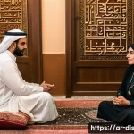 장애인재활상담사 상담 일지 작성법 - A professional Arabic-speaking counselor attentively listening during a therapy session with an adul...