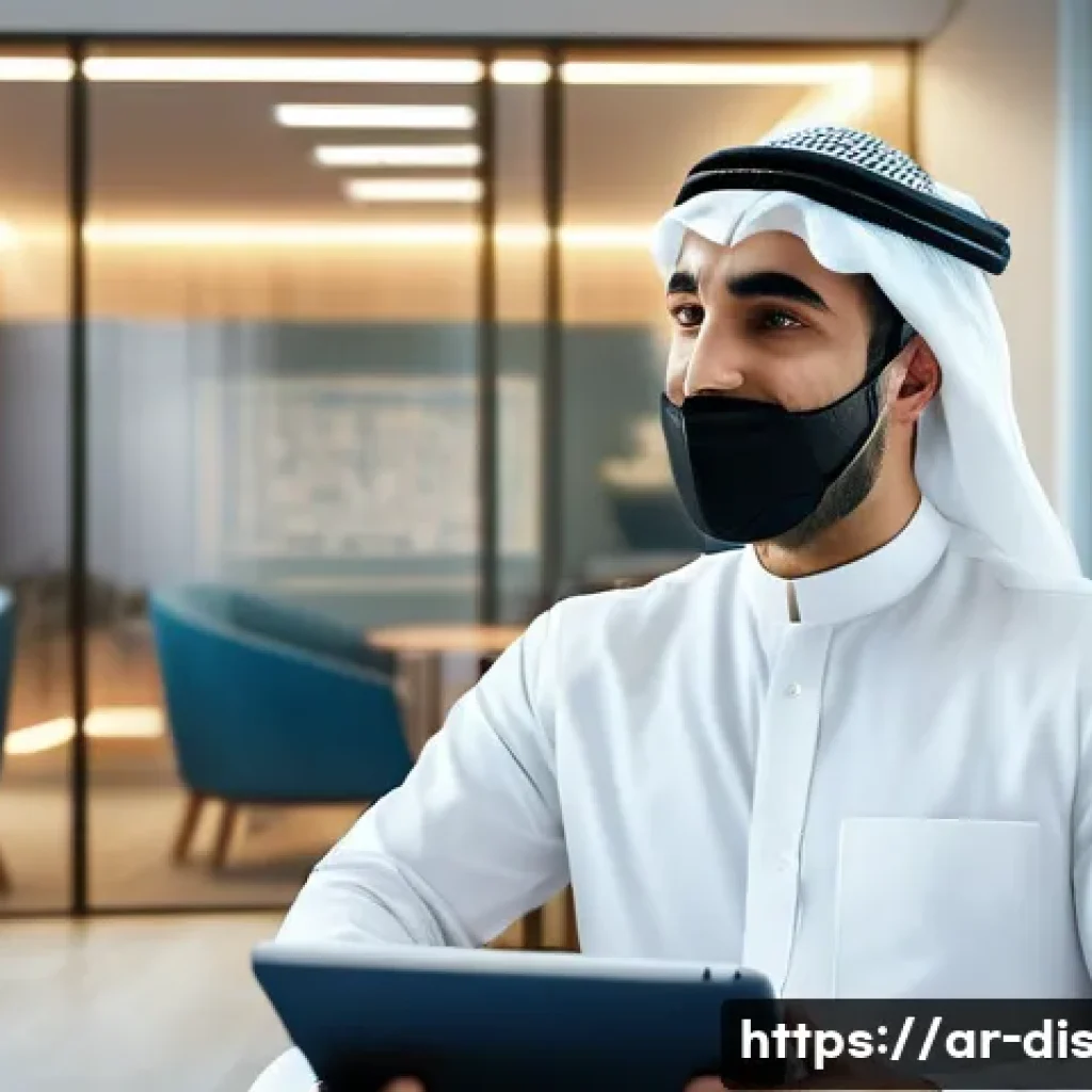 장애인재활상담사 근무환경 - A professional rehabilitation counselor in a modern, well-equipped office in a Middle Eastern settin...