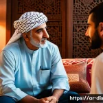 장애인재활상담사 상담 스킬 - A compassionate professional counselor attentively listening to an elderly Arab man with special nee...