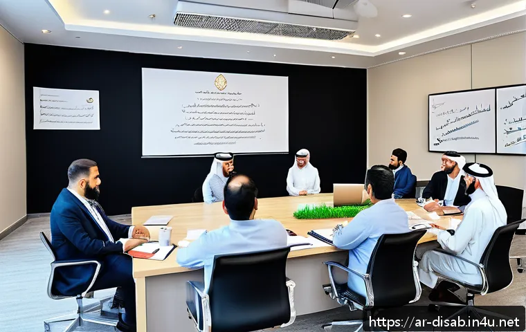 장애인재활상담사 자격유지 조건 - A professional Arab rehabilitation counselor attending a certified training workshop in a modern con...